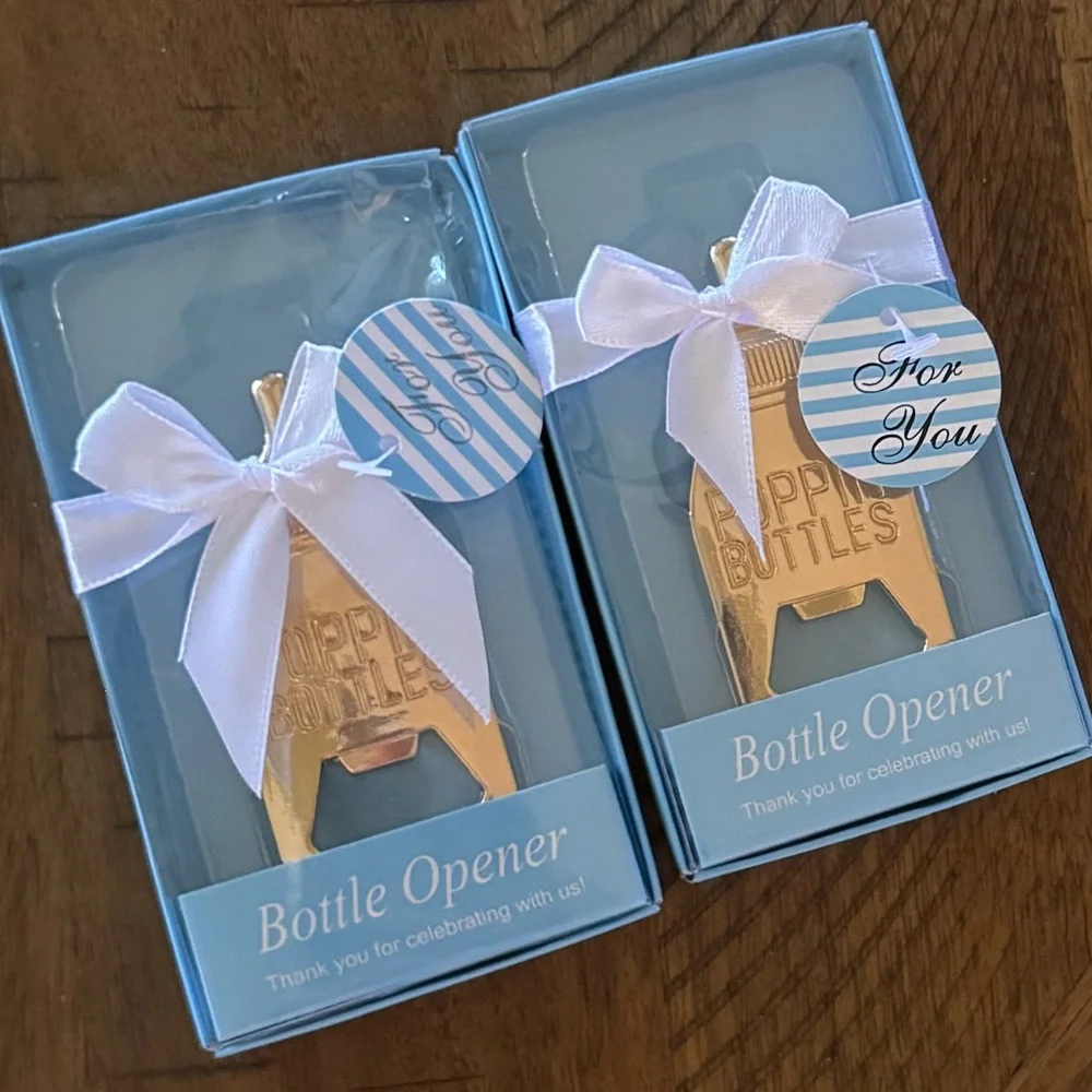 Gold ‘Poppin Bottles’ Bottle Opener Baby Shower Gift